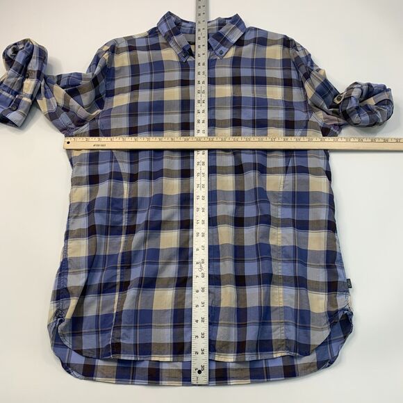 John Varvatos Shirt Mens L Large Blue Plaid Long Sleeve Lightweight Button Down - Picture 7 of 10